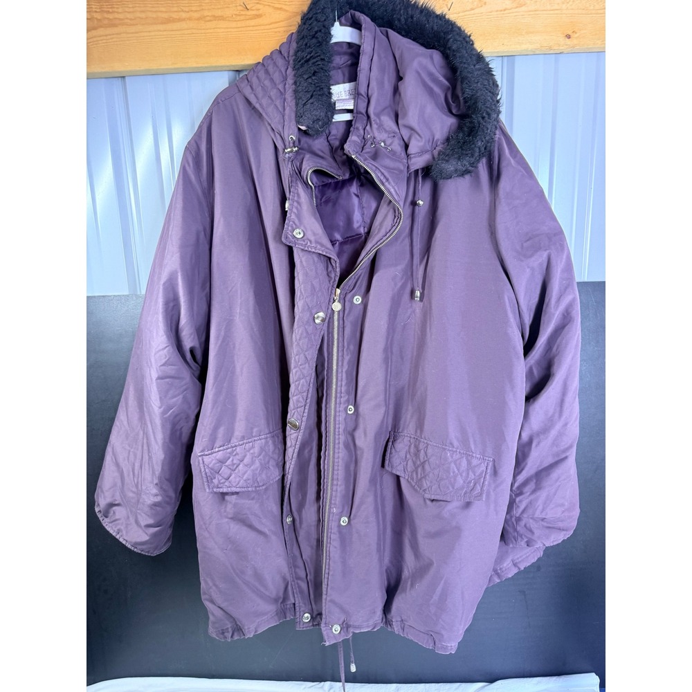 Sue Brett Parka Jacket Womens 4X Purple Good Down Filled Quilted Faux Fur Hood